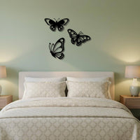 3 Pieces Steel Butterfly Wall Sculptural Design Visual Effect Iron-Winged Butterfly Wall Hanging Easy to Hang for Office