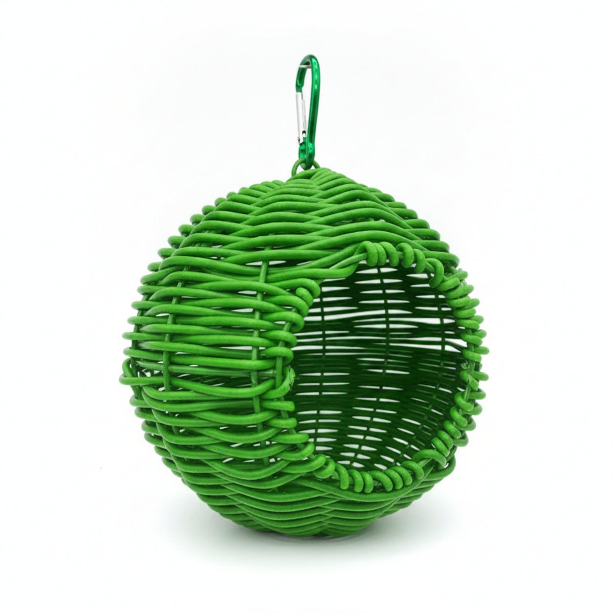 Handwoven Look Faux-Rattan Bird Nest Spherical Woven Bird Nest Open Front Pet Shelter Iron Wire Frame for Parakeets, Lovebirds