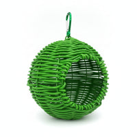 Handwoven Look Faux-Rattan Bird Nest Spherical Woven Bird Nest Open Front Pet Shelter Iron Wire Frame for Parakeets, Lovebirds