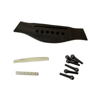 Wooden Acoustic Guitar Bridge Set Replacement Guitar Bridge with Saddle Pre-Slotted Hardware Stable for Luthier, Guitarists, Instrument Maintenance