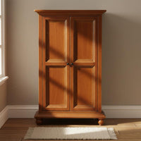 Realistic Wood Look 1:12 Dollhouse Wardrobe Compact Size Wooden Double Door Wardrobe Good Workmanship Mini Closet Handmade Design for Model Hobbyists