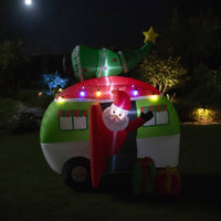 Outdoor Inflatable Van with Christmas Tree Lighted Inflatable Recreational Vehicle with Santa Giant Yard Decoration LED for Lawn, Garden, Driveway