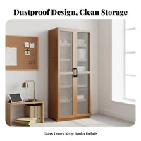 Narrow Storage Cabinet with Fluted Door Space-Saving Design Fluted Door Storage Single Piece Tall Shelving Storage Cabinet for Home Dwellers