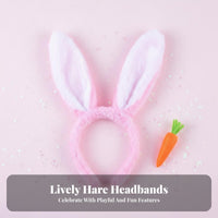 Cute Design Fuzzy Bunny Ears Hair Hoop Comfortable Fit Soft Bunny Hairband Single Size Fits Most Costume Accessory Lightweight for Performers, Cosplayers, Performances, Easter Celebration, Themed Events, Halloween