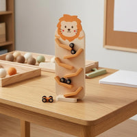 Curved Ramps Tabletop Car Track Rounded Edges Wooden Sliding Car Toy Natural Wood Wooden Race Track for Children