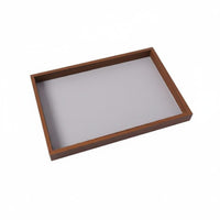 Jewelry Display Tray Rectangular Wooden Tray with Lining for Retailers, Vanity