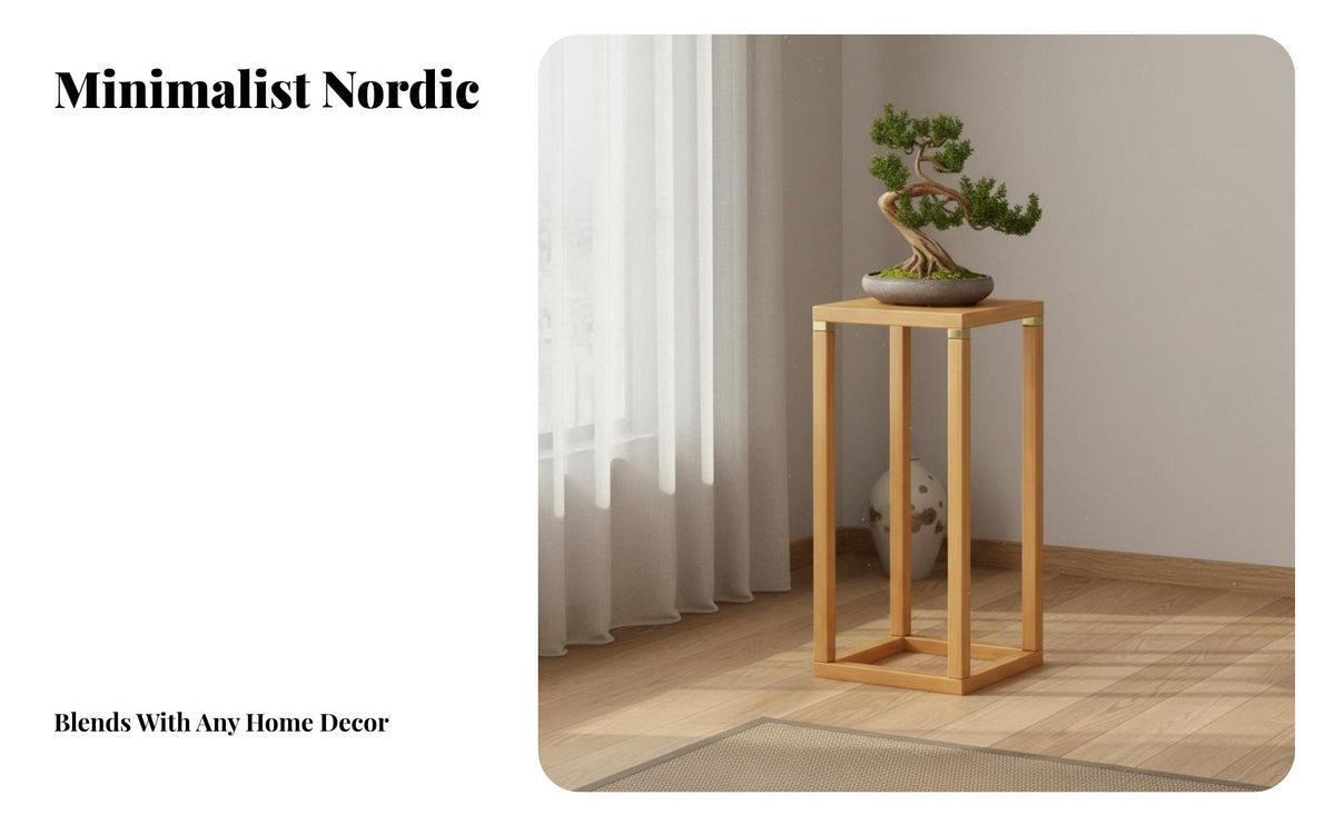 Chinese Design Flower Stand Sturdy Wood Wooden Plant Stand Chinese Design Display Base Stable Frame Home Decor Long-Lasting