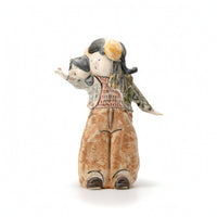 Ceramic Figurine Rustic Human Figure Sculpture Textured Abstract Statue for Tabletop, Entryway