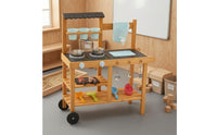 Wooden Mud Play Kitchen Stand Grill Section Backyard Cooking Set Wood