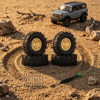 4 Pieces RC Crawler Wheel and Tire Set 1/30 Scale RC Crawler Tires with Brass Hubs Wheel and Tire Set All-Terrain Wheels Deep