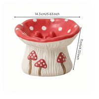 Cute Fungus Pet Bowl Adorable Ceramic Pet Bowl Glossy Feeding Dish Easy to Clean for Cats, Indoor