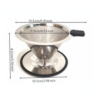 Food Grade Stainless Steel Coffee Filter Long-Lasting 60-Degree Cone Design Coffee Filter Easy to Clean for Office, Travel, Camping