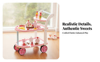 Curved Handle Pretend Dessert Cart Storage Plaything Dessert Cart