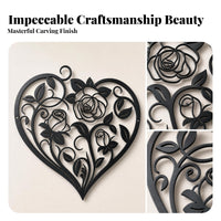 Black Floral Heart Wall Decor Matte Finish for Hotel, Garden, Office