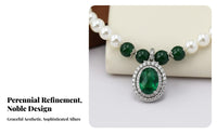 Pearl and Green Stone Necklace Mother's Day Gift Gemstone Pearl Necklace