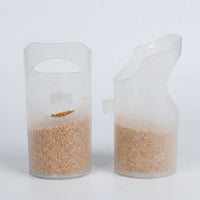 Bird Feeder and Waterer 2 Pack, Hanging Drinking Cup with Food Dispenser for Birds, No-Mess Anti-Spill Myna or Songbird Catcher Tray