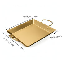 Rectangular Octopus Tray Double Handle Stainless Steel Serving Tray with Handles Shallow Serving Platter with Handles Food Grade for Hosts, Home Cooks, Hot Pot