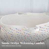 Woven Diaper Changing Basket Double Handle Design Cotton Rope Moses Basket Portable Baby Infant Bed Waterproof Cover