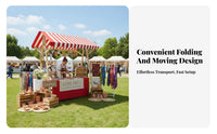 Solid Wood Frame Foldable Wooden Market Stall Easy Assembly Foldable Market Stall Lightweight Portable Vendor Booth Spacious Countertop for Crafters, Small Business Owners, Event Organizers, Night Markets, Street Fairs, Advertising Al Events, Craft Shows