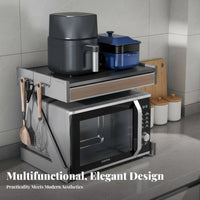 Space Saving Microwave Oven Shelf Multi-Purpose Kitchen Counter Storage Rack Sturdy Construction over Microwave Oven Rack Heavy Duty for Home Cooks, Homeowners, Apartment Dwellers, Countertop, Pantry, Office Breakroom
