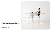 Stable Base Adjustable Double Ballet Barre Non-Slip Feet Adjustable Dance Barre Steel Core Reinforced Freestanding Dance Bar Heavy Duty Construction for Dancers, Adults, Beginners, Studio, School, Gym