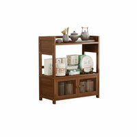 Sturdy Construction Multi-Tier Tea Trolley Large Capacity Household Furniture Oriental Design Side Cabinet Polished Finish for Hosts, Homeowners, Living Room, Reception Area, Home Office