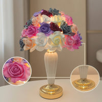 Rose Table Lamp Decorative Flower Lamp Lighting Floral Dome-Shaped for Women, Bedroom, Bedside