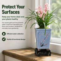 Transparent Square Plant Trays, 4cm High Plant Pot Saucers, Potting Tray for Indoor Gardening, Succulents Water Reservoir
