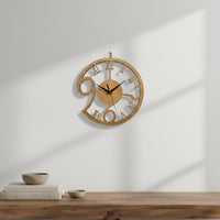 Battery Operated Hollow Wooden Clock Easy to Hang Silent Non-Ticking Clock Lightweight Vintage Design Timepiece for Living Room, Home Decor, Bedroom, Office