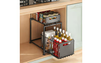 Metal Cabinet Organizer with Pull-out Baskets Heavy-Duty Sliding Cabinet Basket Rack Smooth Under Sink Organizer