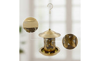 Outdoor Bird Feeder with Tray Metal Hanging Bird Feeder Decorative Bronze for Nature Lovers, Garden, Yard, Patio