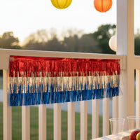 Easy to Hang Red White Blue Streamer Lightweight Patriotic Fringe Garland Picture Backdrop Ready for Independence Day, Independence Day