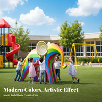 Hand-Painted Finish Abstract Elephant Statue Weather Resistant Elephant Garden Statue Handmade Outdoor Decoration Automotive Grade Paint for Landscape Designers, Property Managers, Parks, Gardens, Playgrounds, Residential Communities