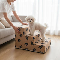 Washable Cover Foldable Pet Stairs Easy Assembly Soft Cat Stairs Sturdy Design Plastic Pet Ladder for Bedside