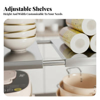 Rustproof Expandable Under-Sink Rack Sturdy Frame 2-Tier Adjustable Shelf Heavy Duty Kitchen Organizer Easy to Install for Homeowners, DIY Enthusiasts, Cabinet, Cupboard, Bathroom, Countertop