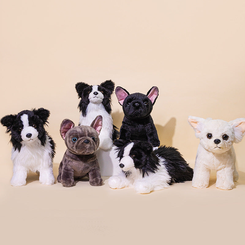 Cartoon Plush Dog Toy French Bulldog Border Collie Chihuahua Stuffed Animal