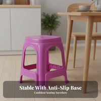 Non-Slip Design Stackable Plastic Stool Space-Saving Stackable Backless Stool Heavy-Duty Household Furniture Sturdy Construction for Families, Party Guests, Living Room, Small Apartments, Classroom, Office