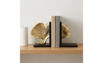 Ginkgo Leaf Bookends Textured Resin Bookends Stable Book Holders for Bookshelf, Living Room