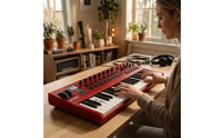 Compact 37-Key MIDI Keyboard Desktop 37-Key MIDI Controller Low-Profile Music Production Keyboard Assignable for Beatmakers, Home Studio, Beat Making