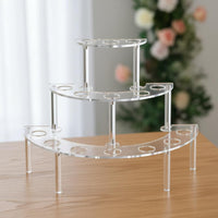 Easy to Assemble 3 Tier Ice Cream Cone Holder Sturdy & Stable Semi Circle Cone Rack Reusable Acrylic Dessert Display Stand Polished Edges for Buffet, Wedding