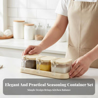 Transparent Design Seasoning Box Set Dust-Proof Seasoning Jar Set Easy to Clean for Chefs, Party Hosts, Pantry, Restaurant Kitchens