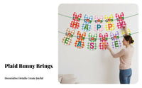 Plaid Bunny Garland Set Festive Atmosphere Easter Bunny Bunting Ready to Hang Easter Banner for Kids, Families, Home, Classroom, Fireplace Mantle