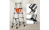 Portable Telescopic Ladder Compact Folding Ladder Telescoping Step Stool with Tool Pouch Stable for Handymen, Home Repairs, Construction