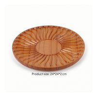 Carved Wooden Serving Tray Artisan-Made Wooden Tray with Leaf Engraving Platter Natural Wood Grain Board Smooth for Hosts