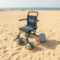 Flip-up Armrests Beach Wheelchair Pneumatic All-Terrain Wheelchair Long-Lasting Mobility Chair Rust-Resistant for Caregivers, Sandy Paths