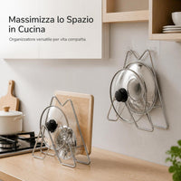 Stainless Steel Countertop/Wall-Mounted Pot Lid and Cutting Board Holder