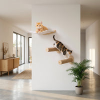 Cat Hammock Wall Mounted Cat Shelf with scratching surface, Canvas Wooden Bed for Indoor Cats, Simple Style Climbing and Play Wall Space