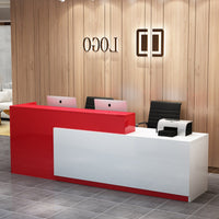 Modern Reception Desk Sturdy Construction L-Shaped Front Desk Heavy Duty Cashier Wrap Counter for Business Owners, Office Managers, Spa, Hotel, Lobby