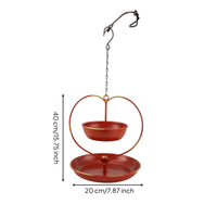 Heart-Shaped Hanging Bird Feeder with Chain Iron Bird Feeder with Two Bowls Two-partBowl Decorative for Gardeners, Garden, Backyard, Patio