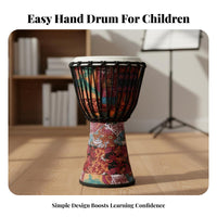 Tunable Rope-Tuned Djembe Easy to Learn African Drum Pleasant Sound Percussion Instrument Ethnic Pattern for Beginners, Music Lovers, Live Performances, Stage Performance, Jam Sessions, Outdoor Gatherings